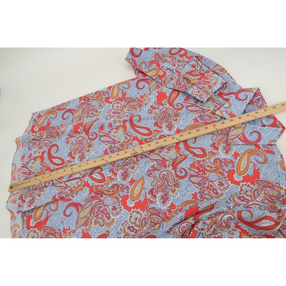 Alan Flusser Button Down Shirt Mens XL Multicolor Paisley Cotton Long Sleeve - Picture 10 of 11